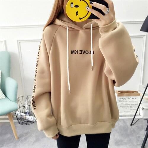 New Autumn Women Letter Skateboarding Hoodies Pullover Harajuku Loose Oversized Hip Hop Hoodie Top Warm Outerwear Coat