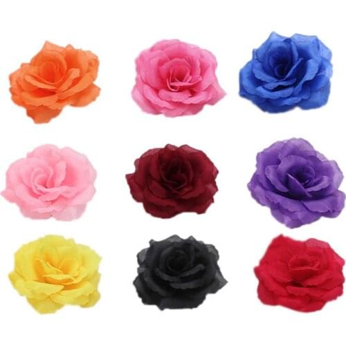 New 5PCS/set 8CM artificial High Simulation Roses Silk Flower Heads Flower Wall Flower Pillar DIY Wedding Home Festive Party
