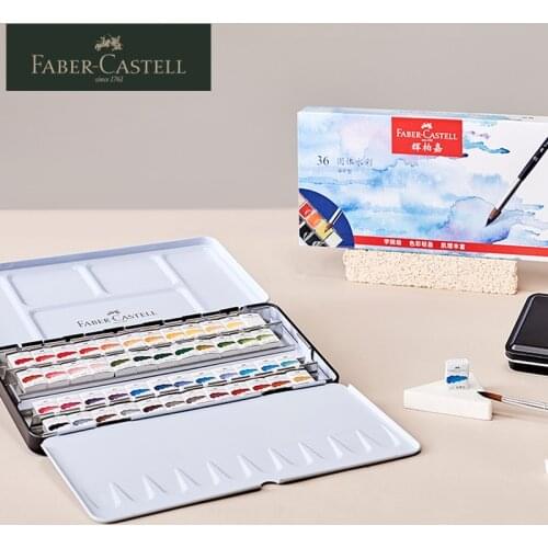 1set Faber-Castell Solid Watercolor Paints Set Tin Box 24/36/48 Colors Professional Water color Pigment Set Student Art Supplies