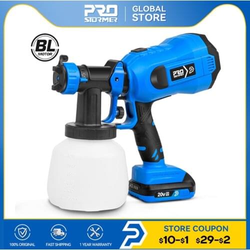 Brushless Electric Spray Gun 1200ML HVLP Home Paint Sprayer Flow Control 4 Nozzle Easy Spraying and Clean by PROSTORMER