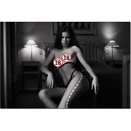 Sexy Girl Black and White Photo Decorative Posters and Prints Canvas Painting Wall Art Picture For Living Room Decor