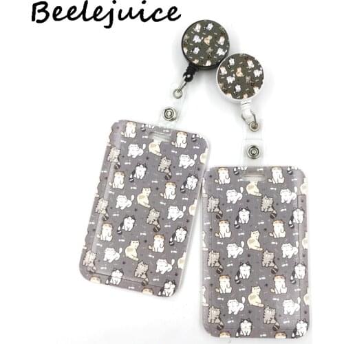 Cartoon Cats Cute Credit Card Cover Lanyard Bags Retractable Badge Reel Student Nurse Exhibition Clips Card ID Card Holder Chest