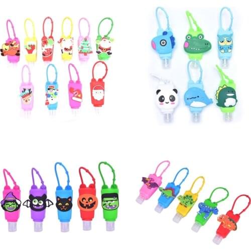 Christmas Theme Silicone Mini Hand Sanitizer Holder Travel Portable Safe Gel Holder Hangable Liquid Soap Dispenser Containers