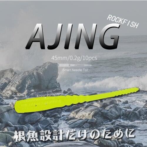 TSURINOYA Fishing Lure ZS AJING Soft Lure 10pcs Spiral Design Luminous Shad Worm Soft Bait 0.2g 45mm Jig Swimbait Rock-fish Lure