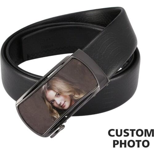 Custom Lady Photo Man Belts Automatic Buckle Color Photos Men Belt Leather Belt Male Metal Fathers Best Gifts High Quality