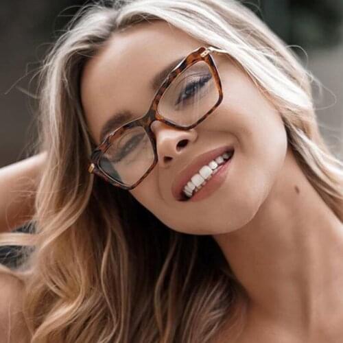 Luxury Fashion Leopard Cat eye eyeglasses Alloy Frame for Women Transparent Glasses myopia nerd Optical Glasses Frames no degree