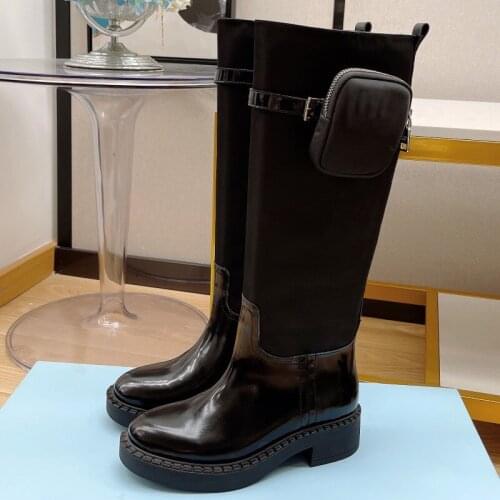 Fashion Knee High Boots Women Cowhide TPU Platfrom Shoes 5CM Luxury Brand Desginer Boots Free Shipping