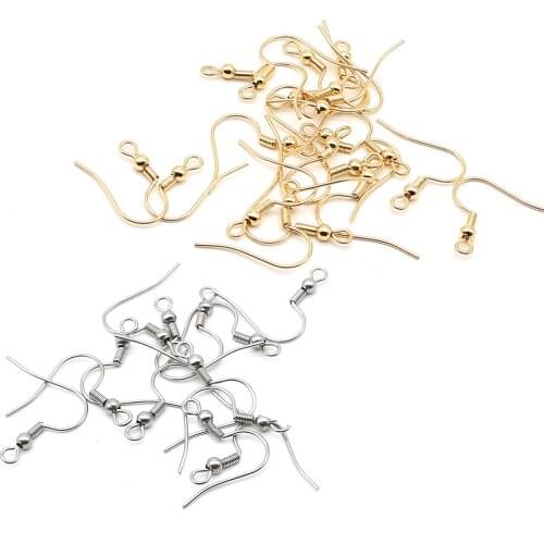 50pcs 2 Color 20x20mm 316L Stainless Steel Earrings Hook Fittings DIY Making Earrings upplies for Jewelry components