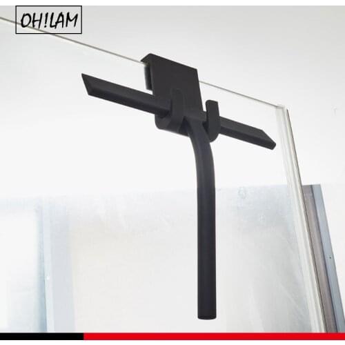 Silicone Rubber Blade & Hook Shower Squeegee For Shower Doors, Bathroom, Mirrors, Tiles, Glass, Windows, Streak Free Shine