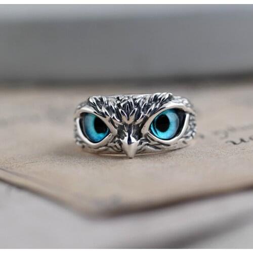 Vintage Cute Men and Women Simple Design Owl Ring Silver Color Engagement Wedding Rings Jewelry Gifts