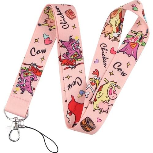 YA12 Cow And Chicken Anime Lanyard For Keys Mobile Phone Hang Rope Keycord USB ID Card Badge Holder Keychain DIY Lanyards