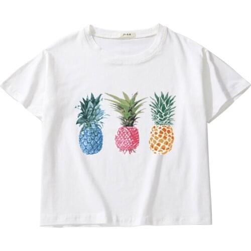 3 Pineapple Kawaii women crop top 100% cotton summer tops hip hip hipster vintage casual women t shirt women clothes harajuku