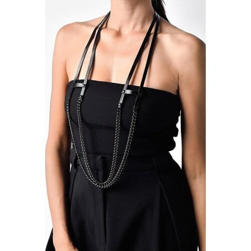 YD&YDBZ Fashion Leather Pendant Necklaces For Women Black Long Necklace Choker High Street Punk Jewelry Chains Dress Accessories