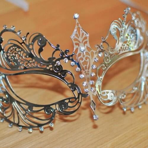 1PC Venetian Silver metal mask Clear Diamonte Filigree Masquerade/ Ball/ Prom