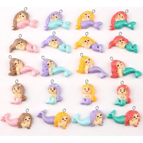 10pcs 20*38mm Mix Mermaid resin charms cabochon cream mobile phone shell DIY childrens hair accessories materials factory dire