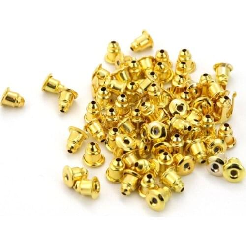 100 Pics Gold Black White Silicone Metal Earring Back For Jewelry Making Finding Diy Earrings Accessories Wholesale