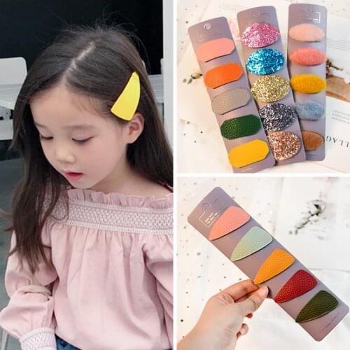 2019 New 5Pcs/Pack Geometric Cute Girl Hairpins Handmade Princess Barrettes Hair Clips Headbands Kids Women Hair Accessories