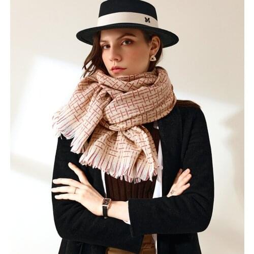 2021 Winter Imitation Cashmere Scarf Shawls Scarf Female New Light Color Stripe Grid Tassel Scarf