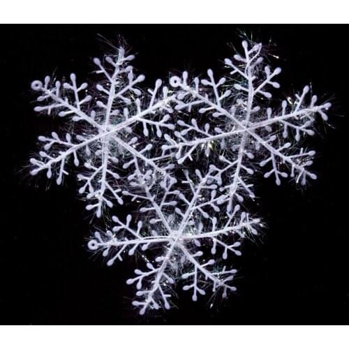 3pcs/lot Christmas White Plastic Snowflake Shape Hanging Accessories For Christmas Tree Home Window XMAS Party Decoration