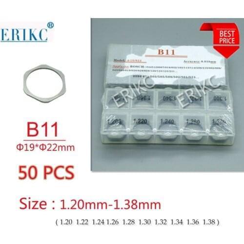 50PCS ERIKC Common Rail Injector Adjust Shims B11 Size 1.20-1.38mm Adjustment Washers Shims Gaskets Repair Kits For Bosch Nozzle