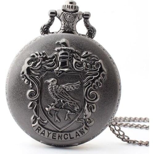 50pcs/lot Black Rayenclaw Quartz Pocket Watch Necklace Pendant Gift Watches Men Women Watches Hot Sell