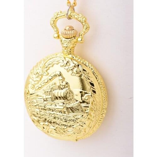 50pcs/lot Hot Sell Bronze Train Pocket Watch High Quality Quartz Pocket Watch Necklace Gift Watch Factory Price Wholesale