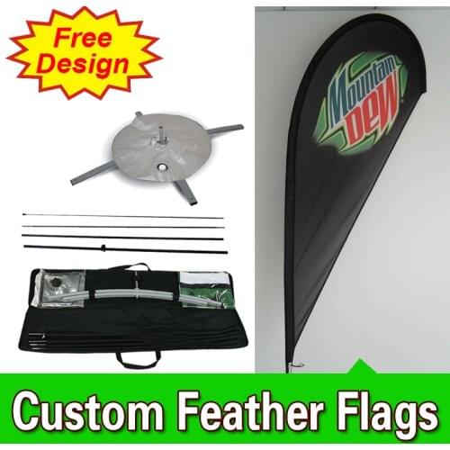 Free Design Free Shipping Double Sided Cross Base Teardrop Flag Signs Advertising Feather Flags Custom Custom Feather Banners
