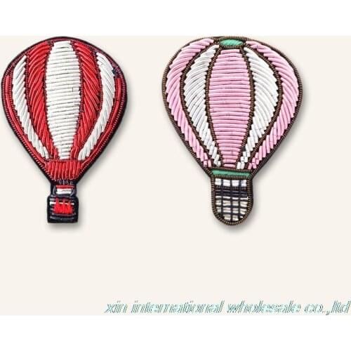 Hot Air Balloon cactus badge Metal silk handmade embroidery cactus badge The high-end creative badge