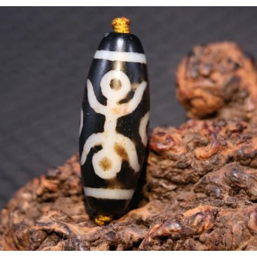 Big Treasure Magic Power Tibetan Old Agate 2 Eye Guiren Tairen Big Man dZi Bead Amulet Timestown UPD2126A1
