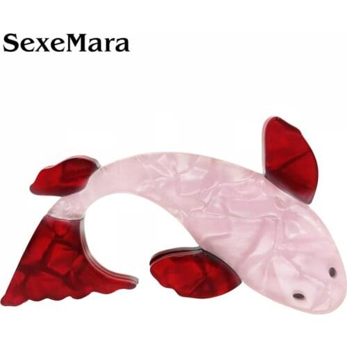 SexeMara Acrylic Carp Fish Lucky Brooches For Women And Men Cute Fish Animal Banquet Weddings Brooch Gifts Accessories Jewelry