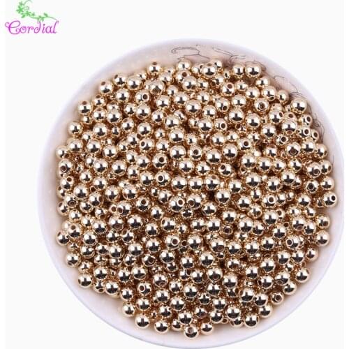 Cheap Wholesale 6500Pcs/Lot KC Gold Color Smooth Round CCB Plastic Spacers Beads 5mm Not Metal Material For Jewelry Making