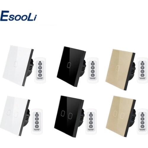 Esooli EU Standard 1 gang 1 way remote Wall Remote Control Touch Switch Wireless touch Switch led light switch