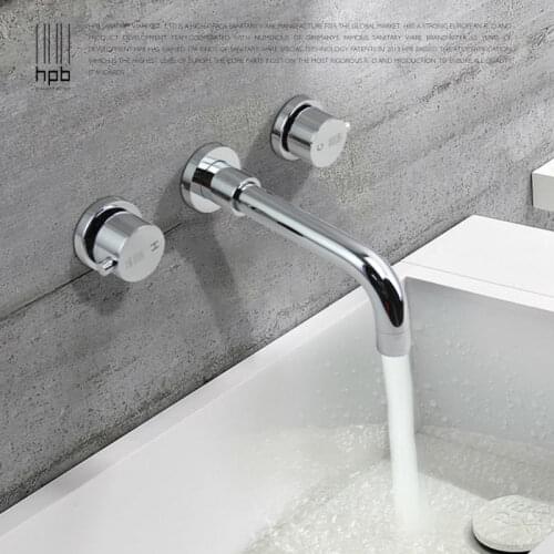 HPB New Arrival Contemporary Bathroom Basin Faucet Wall Mounted Hot and Cold Dual Handles Sink Mixer Tap HP3301