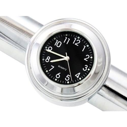 22-24mm Motorcycle Handlebar Chrome Noctilucent Black Dial Clock for Harley Davidson Honda Yamaha Suzuki Kawasaki