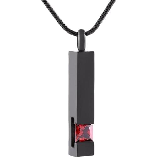 JJ9726 Black Stainless Steel Bar Keepsake Urn Necklace Hold Multi-colored Zircon Memorial Jewelry For Cremation Ashes For Women