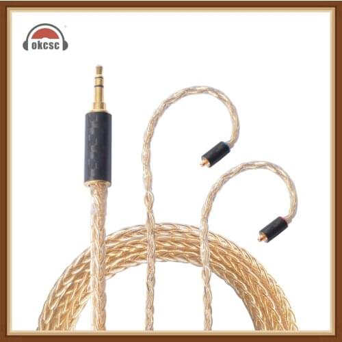 Okcsc Helios -Au 56 Cores Earphone Upgrade Cable Mmcx Jack Pure Silver Gold Plated 3 .5mm Plug For Se535 /Westone W80 Yinman