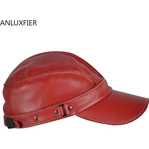 H6983 Leather Hat Male Korean New Baseball Cap Autumn Winter Outdoor Leisure Youth Middle-aged Women Men Fashion Cowhide Hats