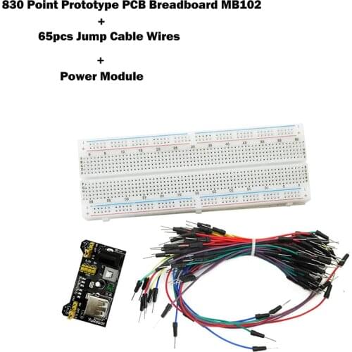 Breadboard Power Module PCB + New Power Module MB102 Prototype 830 Points For Arduino Kit