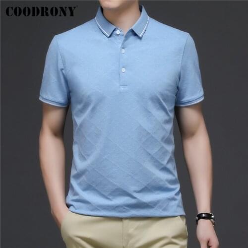COODRONY Brand Spring Summer Classic Pure Color Cotton Tops Business Casual Short Sleeve Polo-Shirt Men Clothing S - XXXL C5165S