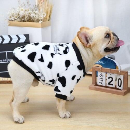 Soft Fleece Winter Warm Pet Dog Sweater Dog Clothes Pullover Hoodies For Medium Large French Bulldog Cartoon Puppy Vest Clothing