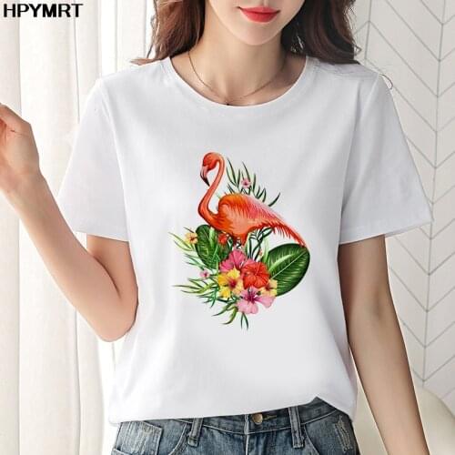 New Flamingo t shirt female Casual fashion short sleeve tshirt ulzzang kawaii women streetwear harajuku t-shirt tops clothing