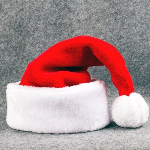 New Year Thick Plush Christmas Hat Adult and Kids Christmas Decorations for Home Party Santa Claus Gift Warm Winter Decoration