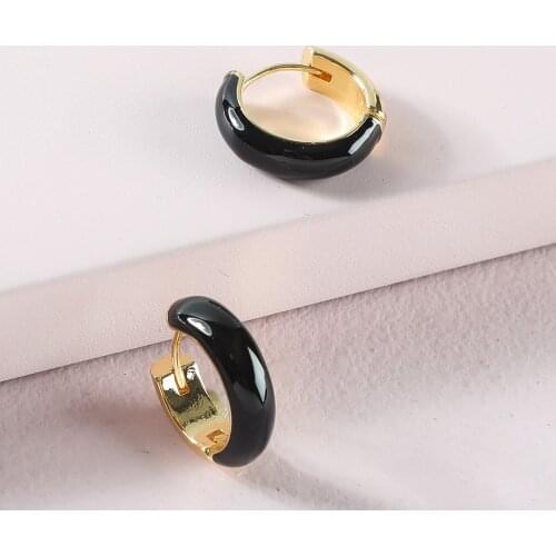 New Fashion Sweet Color Enamel Small Hoop Earrings for Women Girls Cute Round Circle Huggie Earrings Party Jewelry 2021