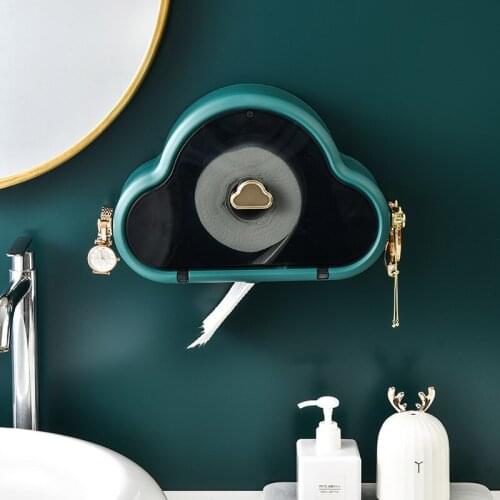 Cloud Toilet Paper Holder with Hook Wall Mounted Tissue Boxes Container Kitchen Paper Towel Holder Bathroom Organizer Punch Free