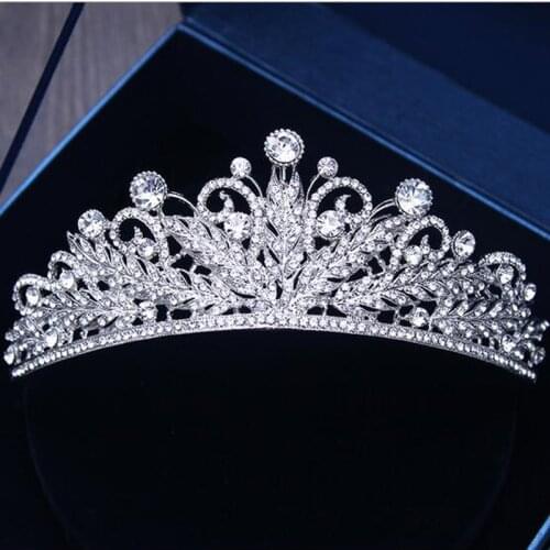 Charm Bridal Tiara Crown Clear Crystal Rhinestones Women Handmade Hairwear Brides Diadem Pageant Party Crowns tiara de noiva