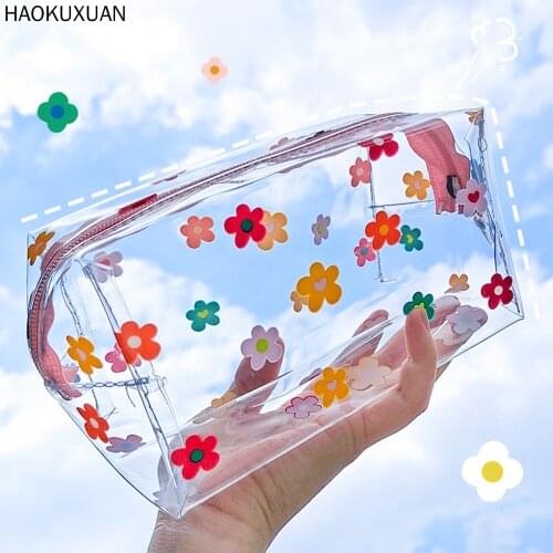 Oversize Case Pencil Bag PVC Transparent Cosmetic Makeup For Women Waterproof Zipper Travel