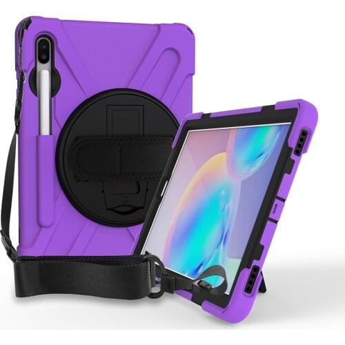 Heavy Duty Case for Samsung Galaxy Tab S6 10.5" T860 T865 Shockproof Silicon Tablet Kickstand Cover With Shoulder Strap