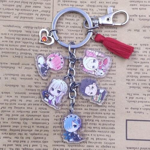 Re:Life In A Different World From Zero Acrylic Unique Handmade Anime Keychain For Girl Women Key Ring Love Jewelry