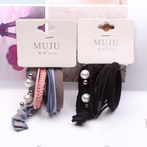 Hair Tie Pearl Hair Bands for Girls 5-piece set Scrunchie Ponytail Hair Bowknot Hair Bands for Women Headband Hair Accessories