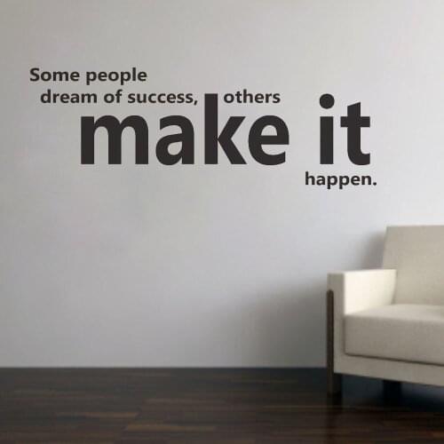 Dream Quote Wall Sticker Wall Decal Mural Room Living Room Decoration Make It Happen Pattern Die Cut Removable B339